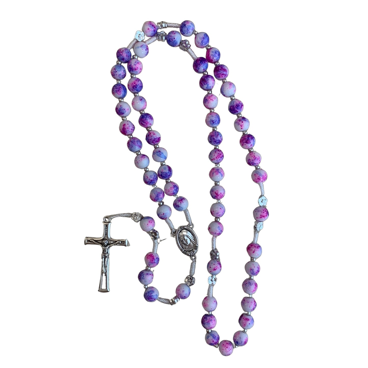 Marble Queen of Peace Rosary with Soil of Assorted Colors