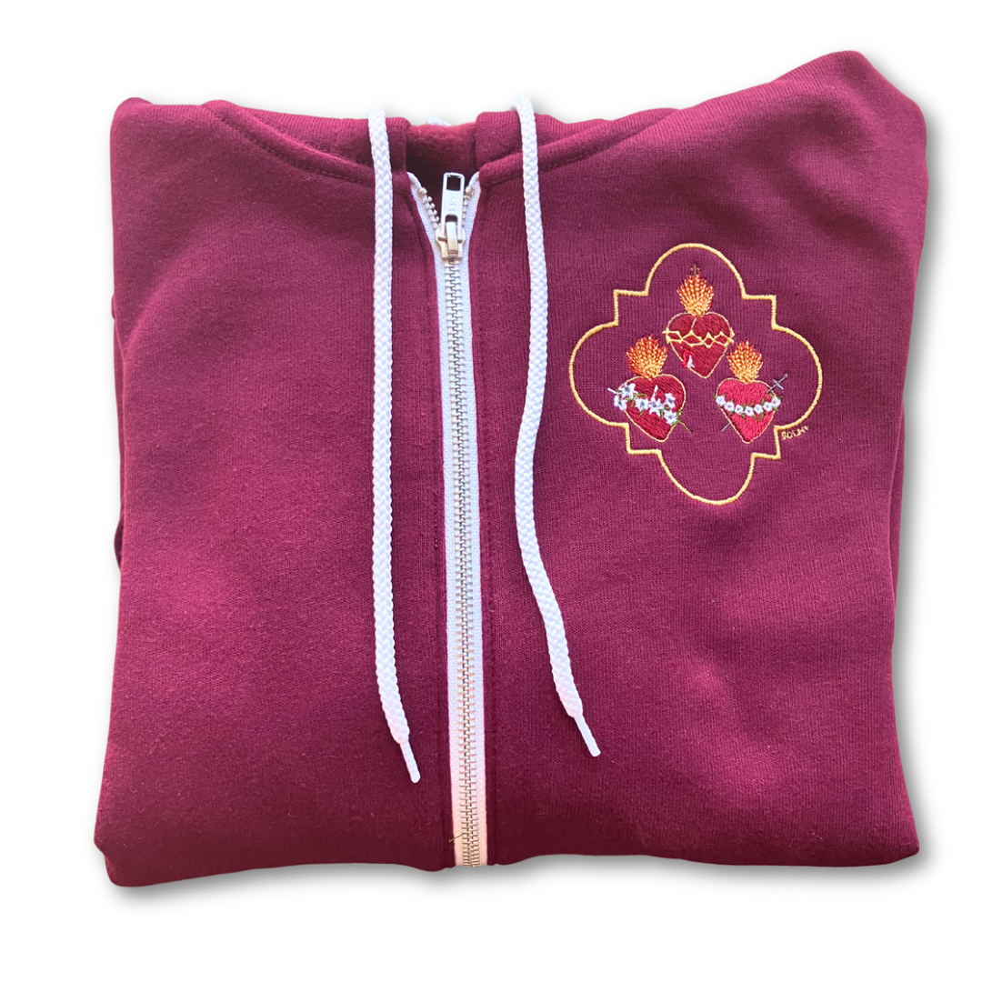 Jesus, Mary, and Joseph Embroidered Zip-up Sweater by SCTJM