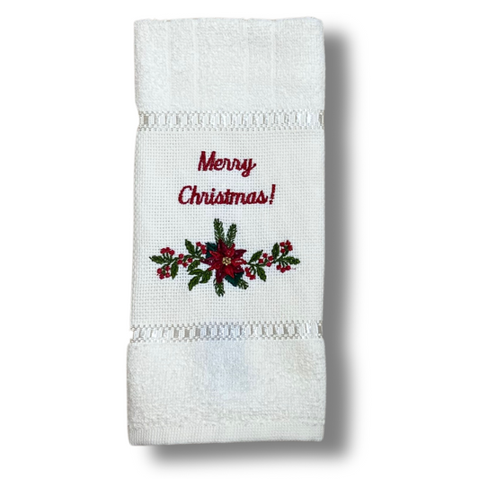 "Merry Christmas" Embroidered Hand Towel
