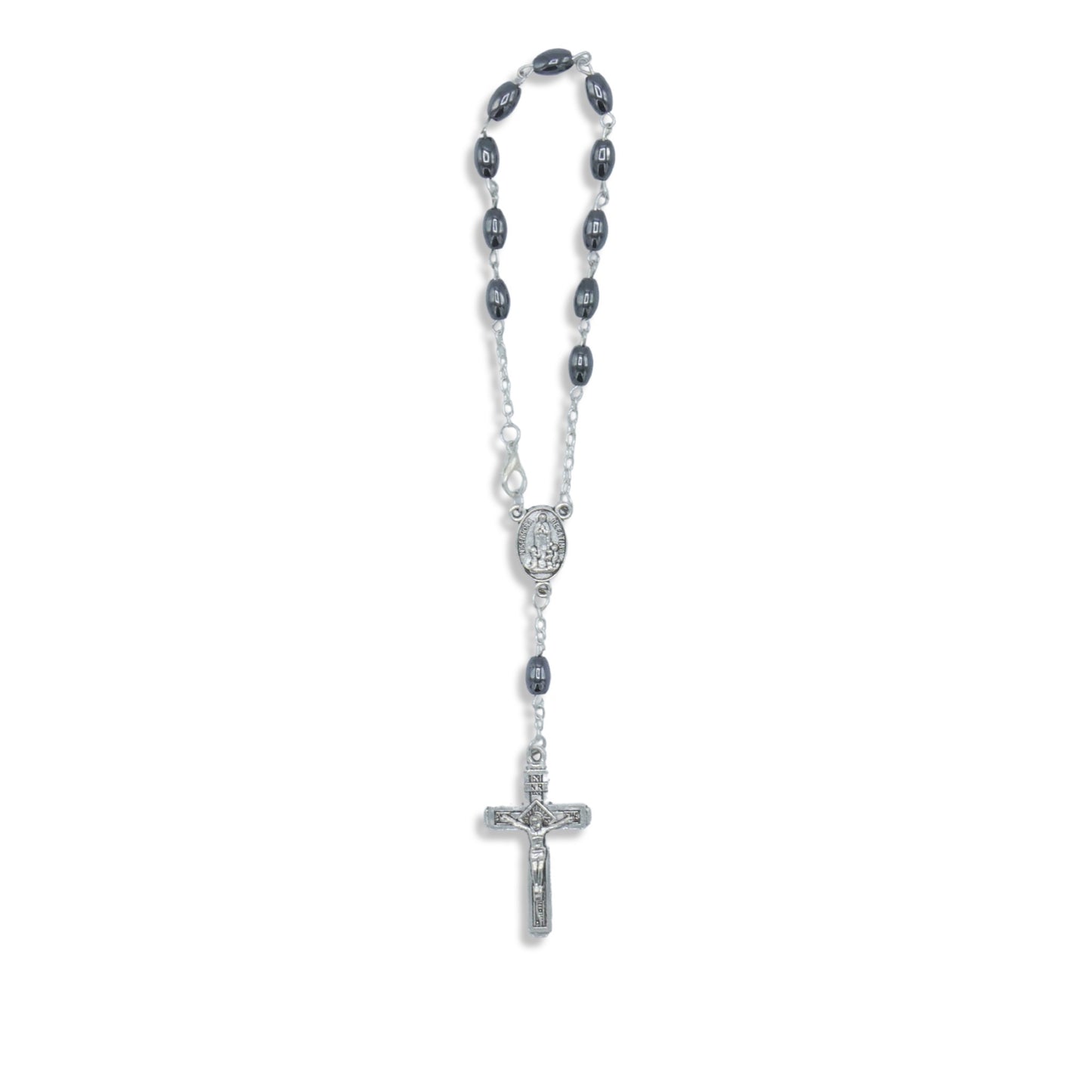 Metallic Fatima Decade Rosary with Soil