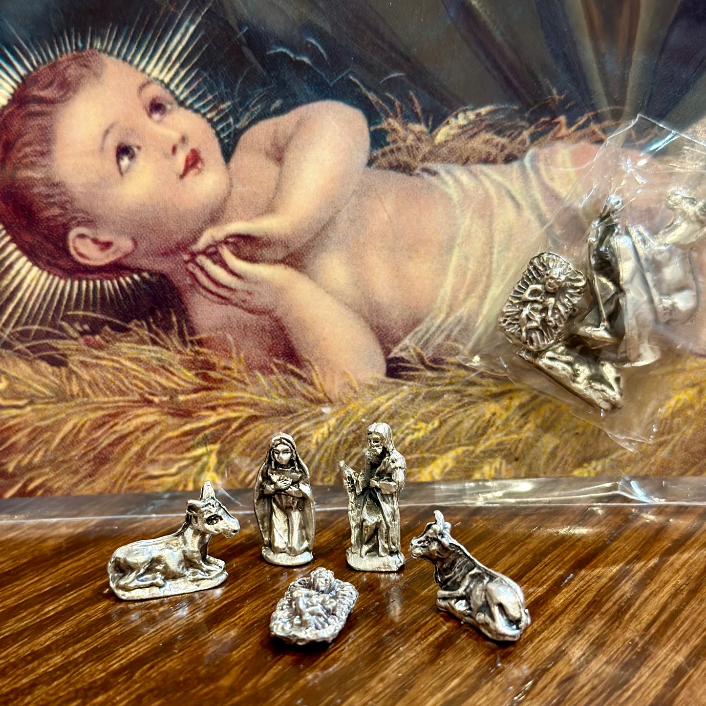 Miniature Nativity Set With Blessed Holy Card