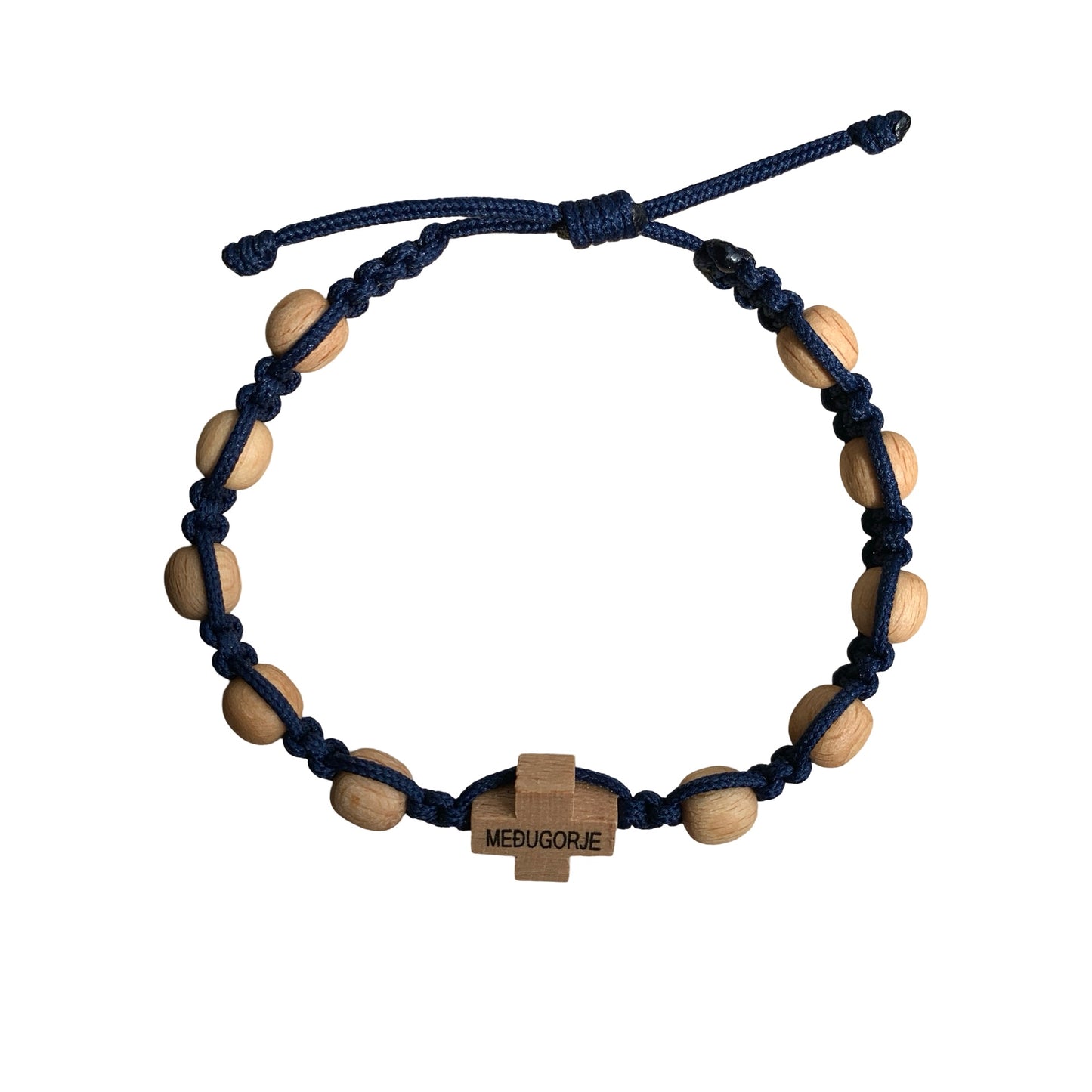 Braided Decade Rosary Bracelet with Wooden Cross