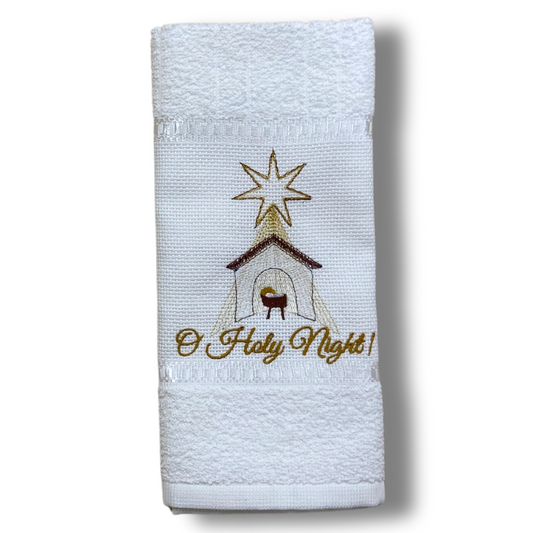 "O Holy Night" Embroidered Hand Towel