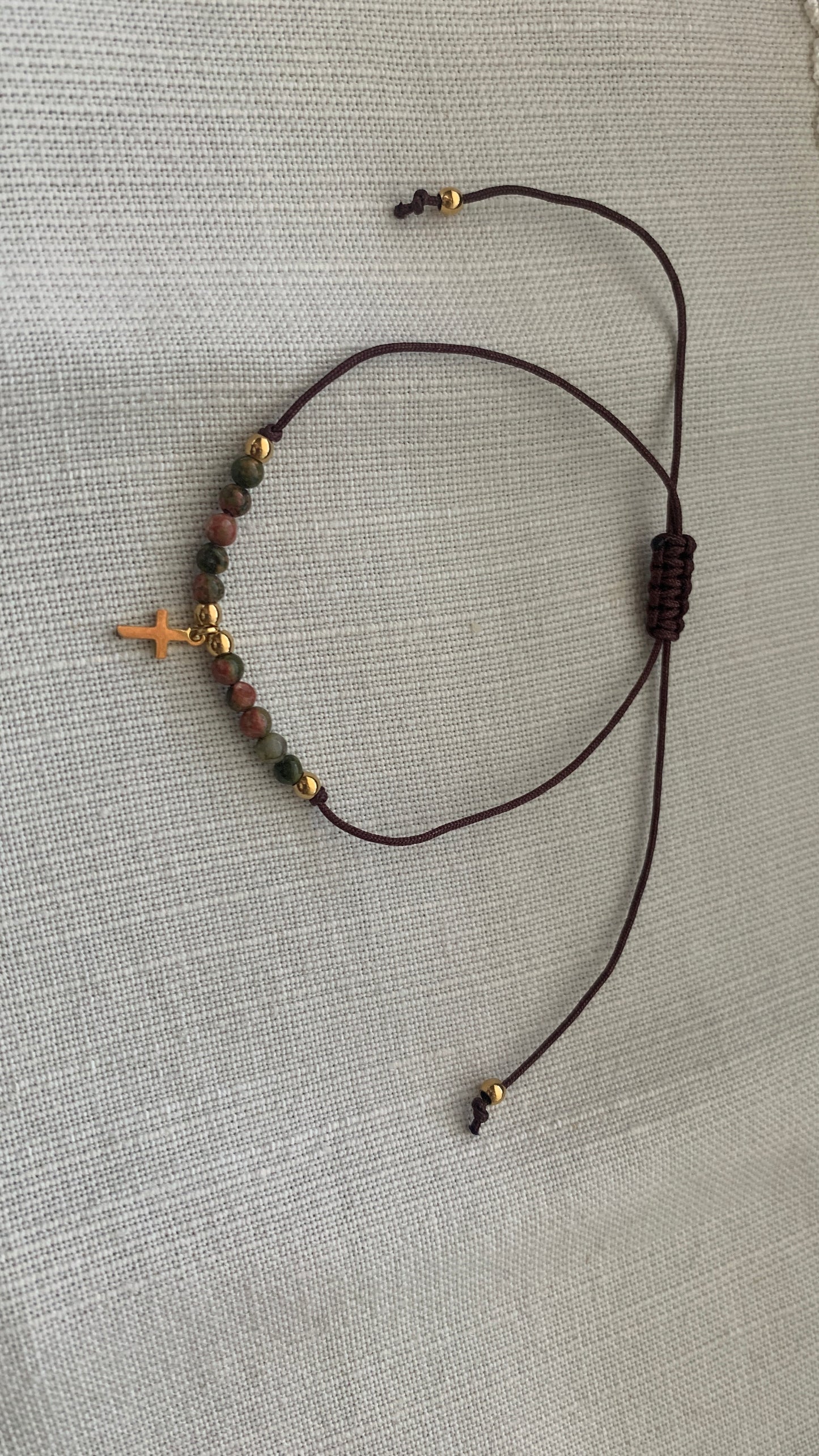 Marble Cross Decade Rosary Bracelet