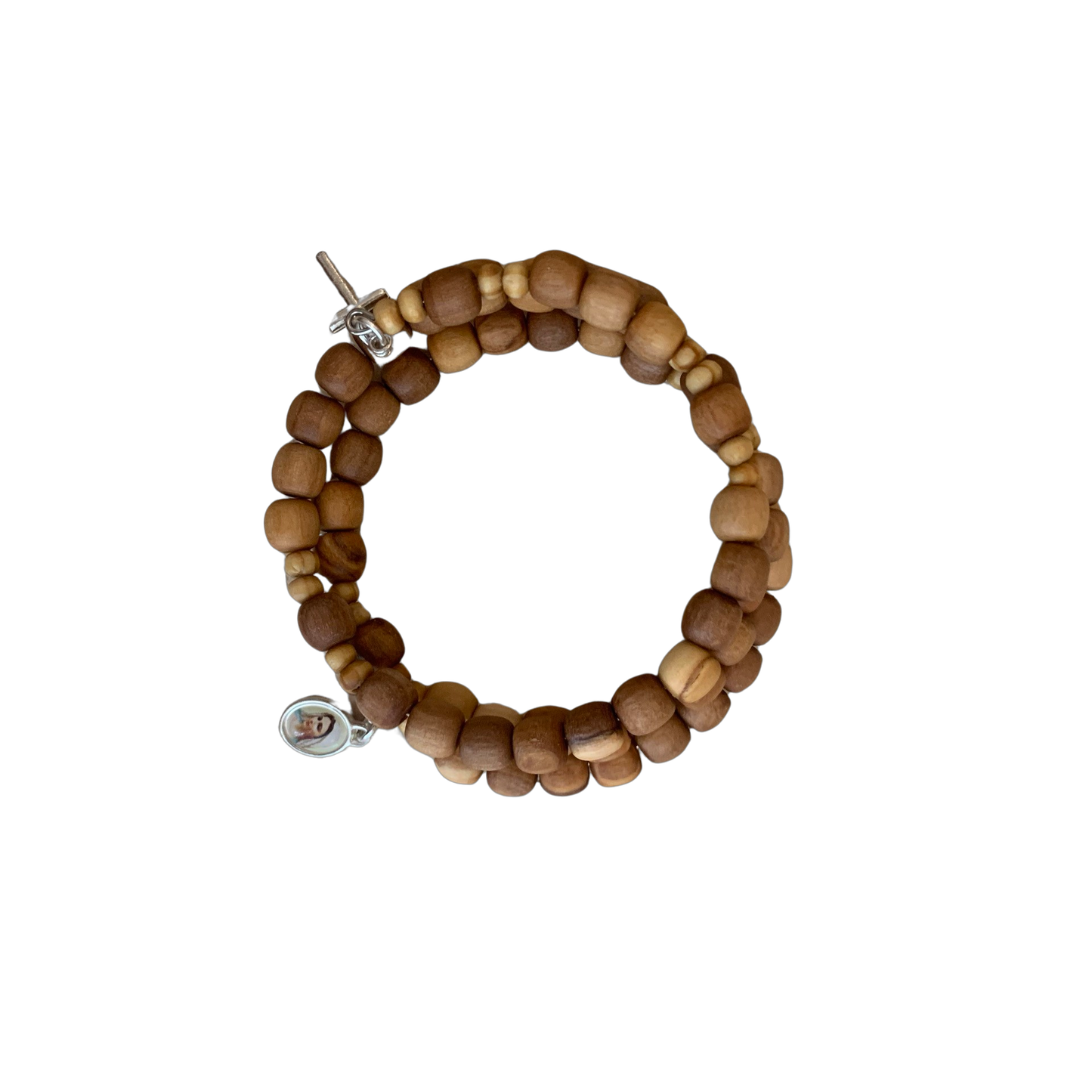 Olive Wood Wrap Wire Queen of Peace Bracelet