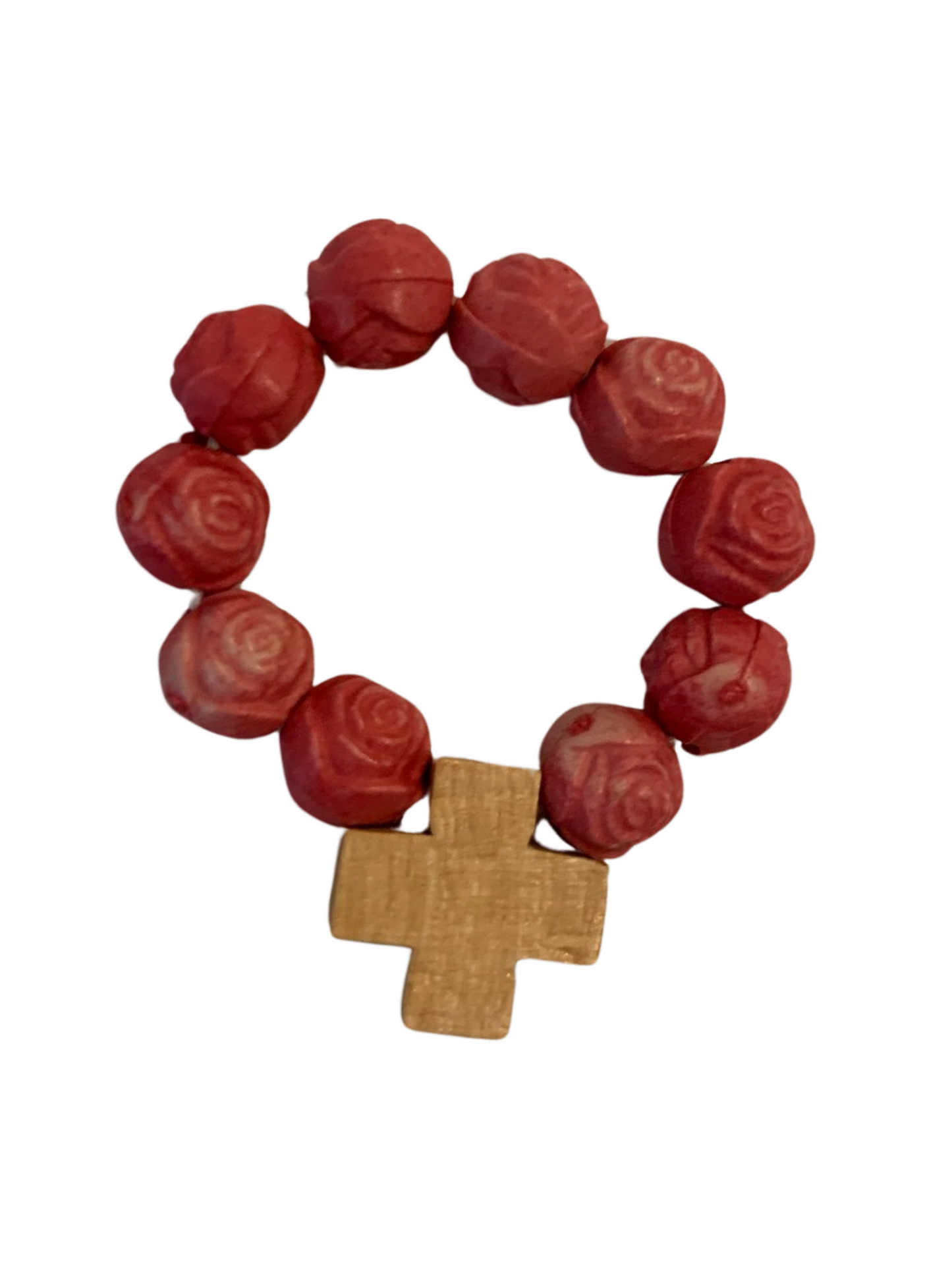 Wooden Flower Decade Rosary Ring of Assorted Colors