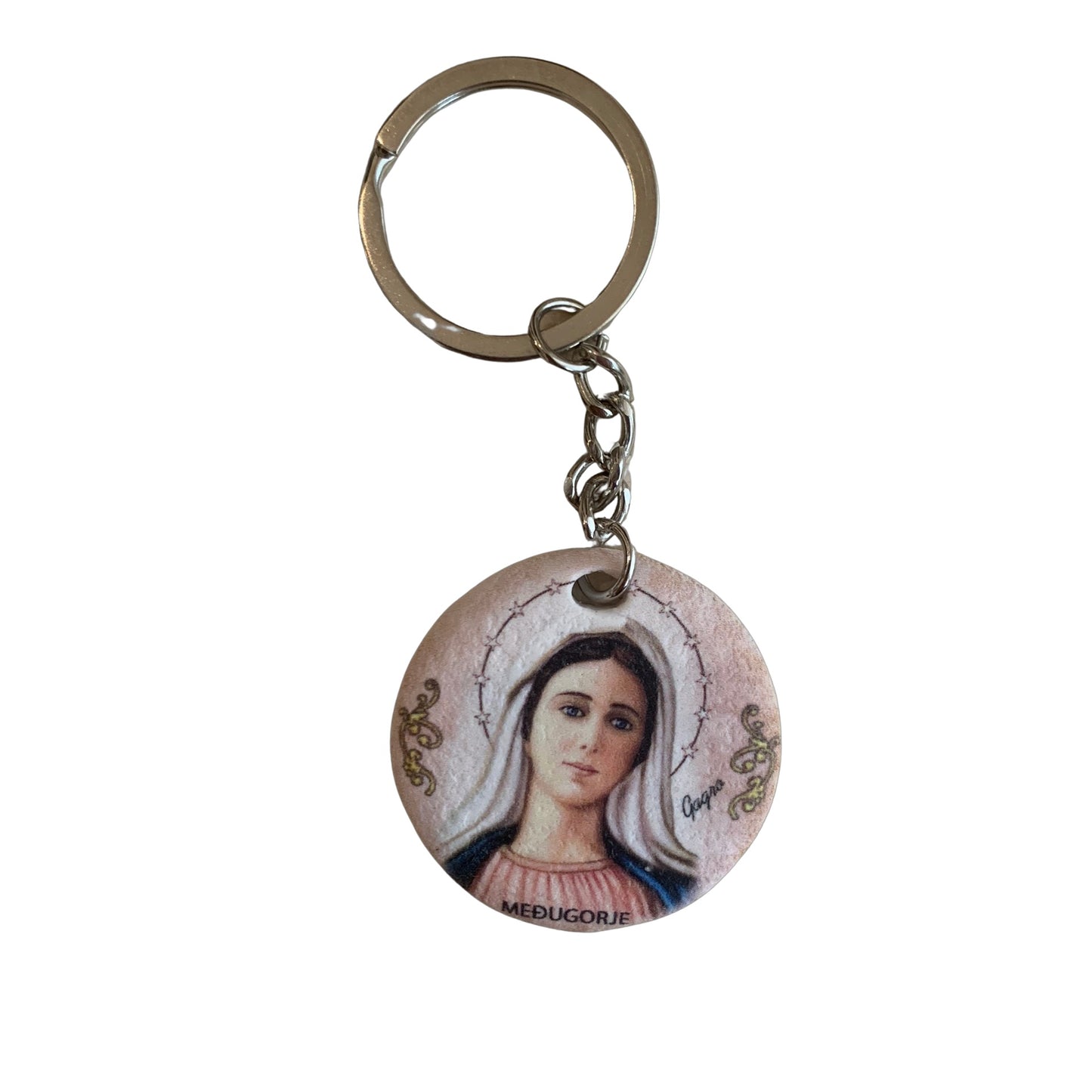 Queen of Peace Hand Painted Ceramic Keychain