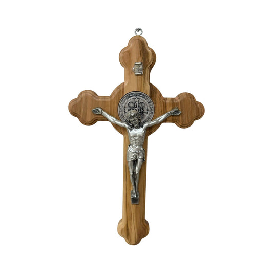 Budded Olive Wood St. Benedict Crucifix