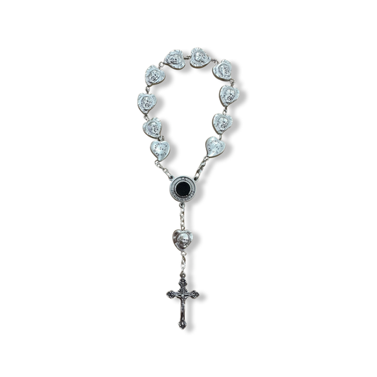 Padre Pio Heart Medals Decade Rosary with Relic