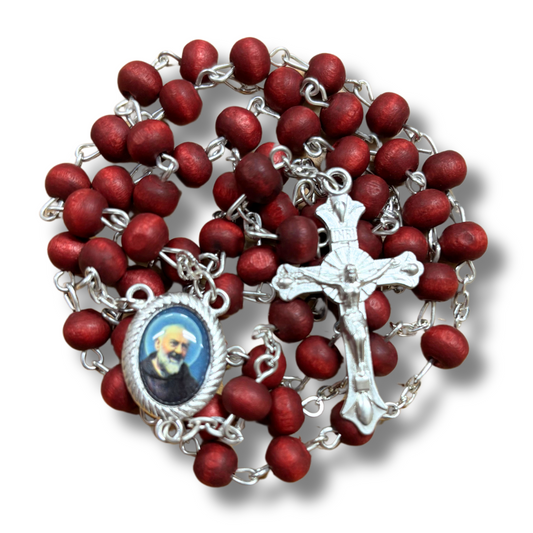 Padre Pio Rose Petal Rosary with Case