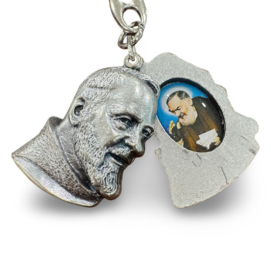 Padre Pio Bust Keychain with Relic