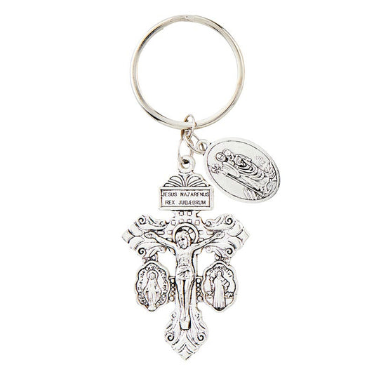 Pardon Crucifix Keychain with St. Joseph, Terror of Demons, Medal