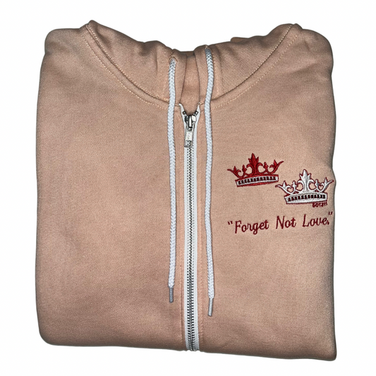"Forget Not Love" Embroidered Zip-up Sweater by SCTJM