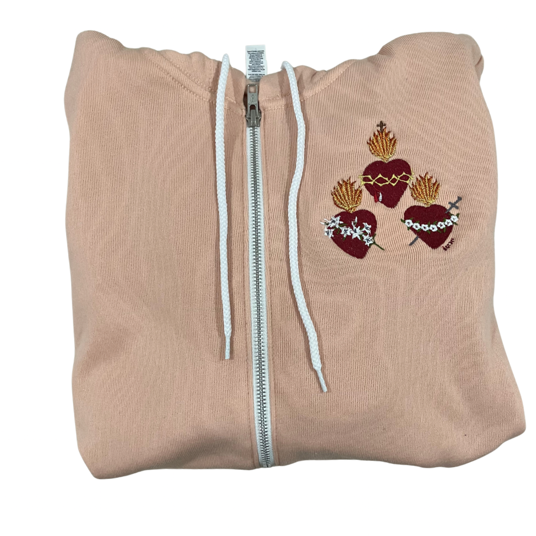 Jesus, Mary, and Joseph Embroidered Zip-up Sweater by SCTJM