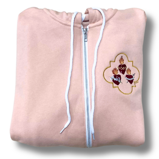 Jesus, Mary, and Joseph Embroidered Zip-up Sweater by SCTJM