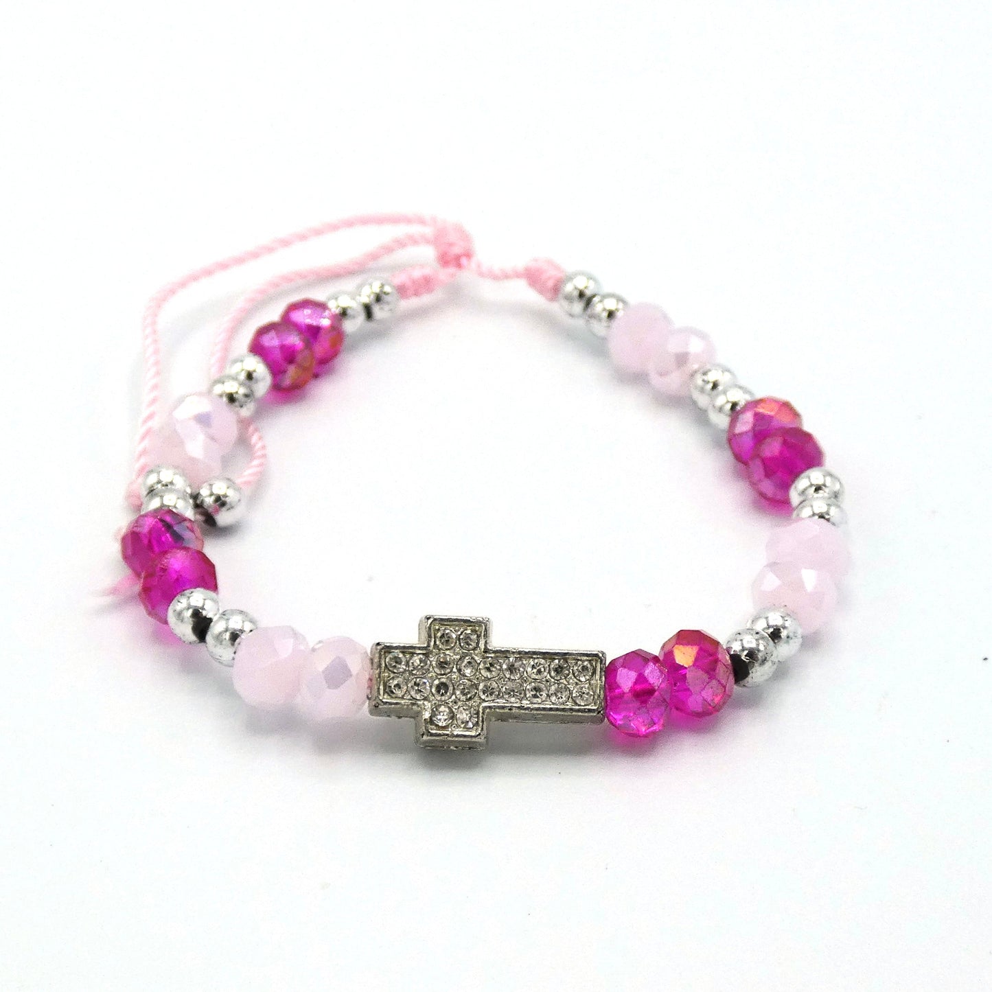 Rhinestone Bracelet with Imitation Pearl Cross of Assorted Colors