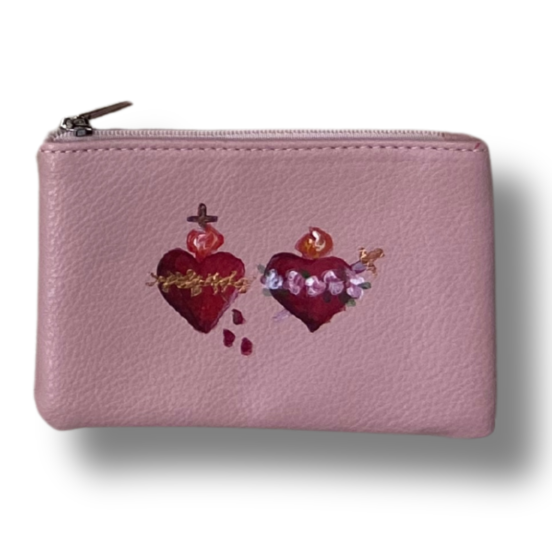 Hand-Painted Two Hearts Pouch