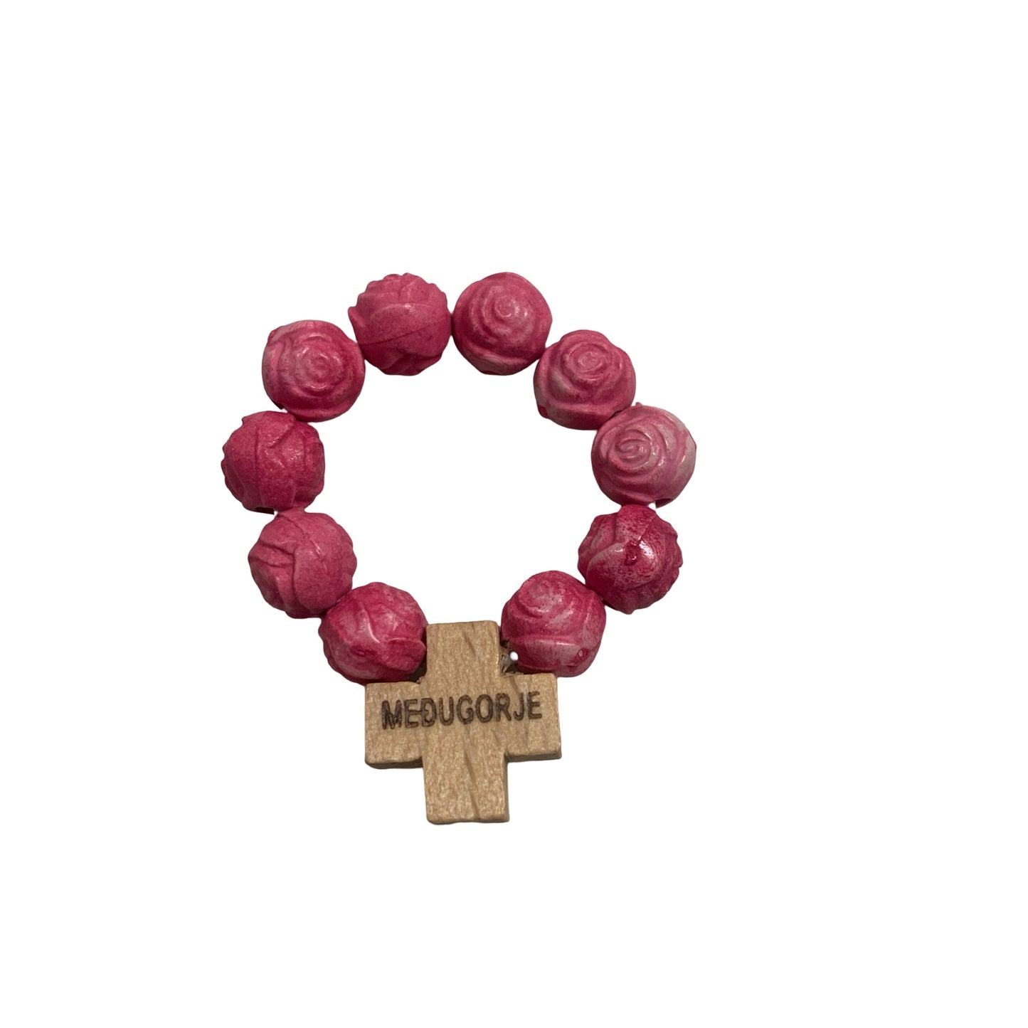 Wooden Flower Decade Rosary Ring of Assorted Colors