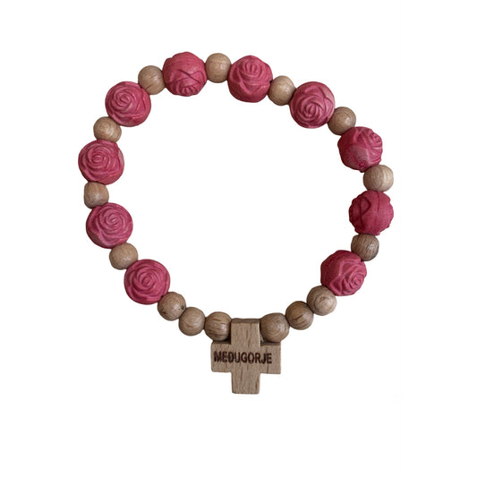 Wooden Rose Decade Bracelet of Assorted Colors