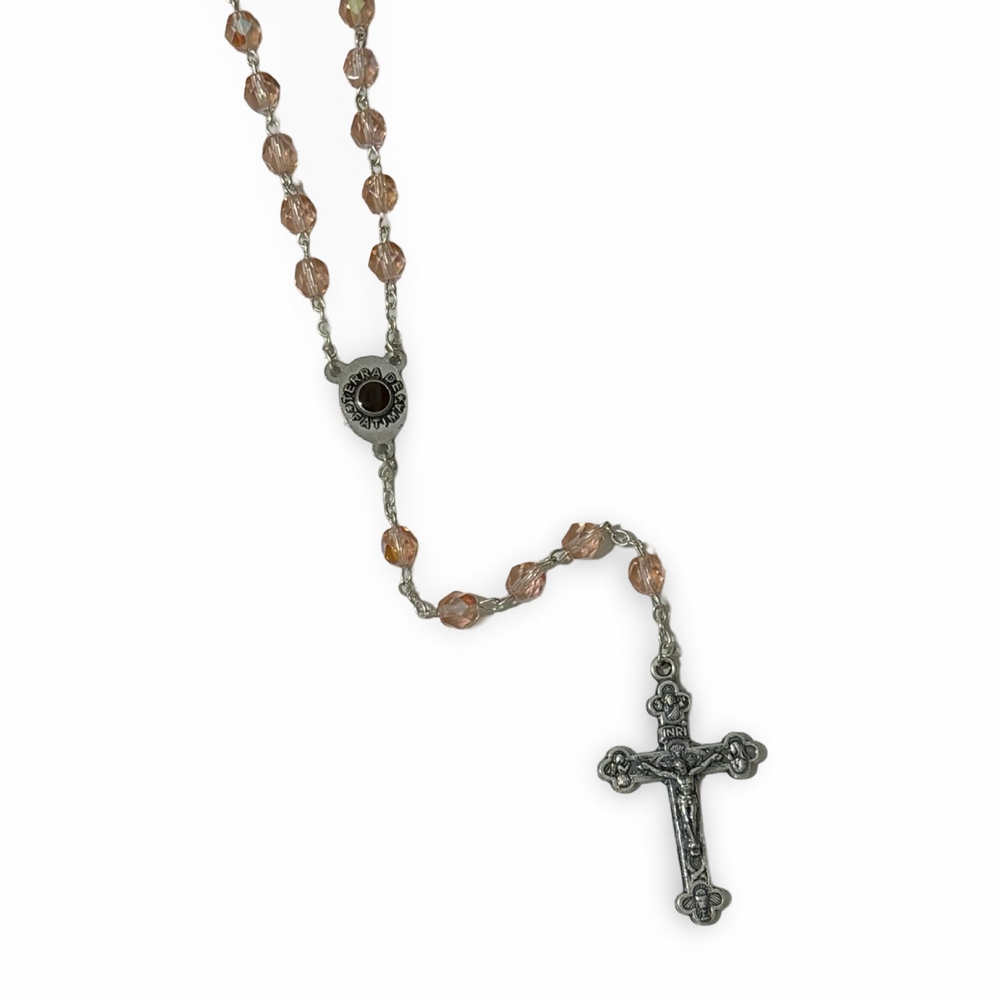 Crystal Fatima Rosary with Soil