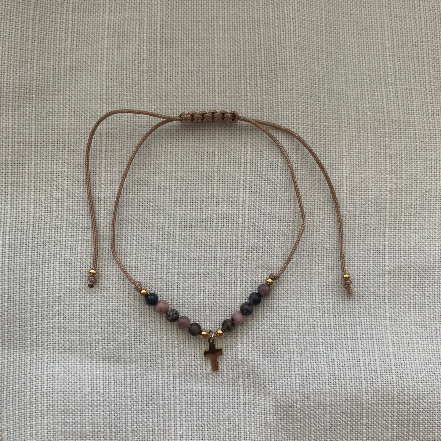 Marble Cross Decade Rosary Bracelet