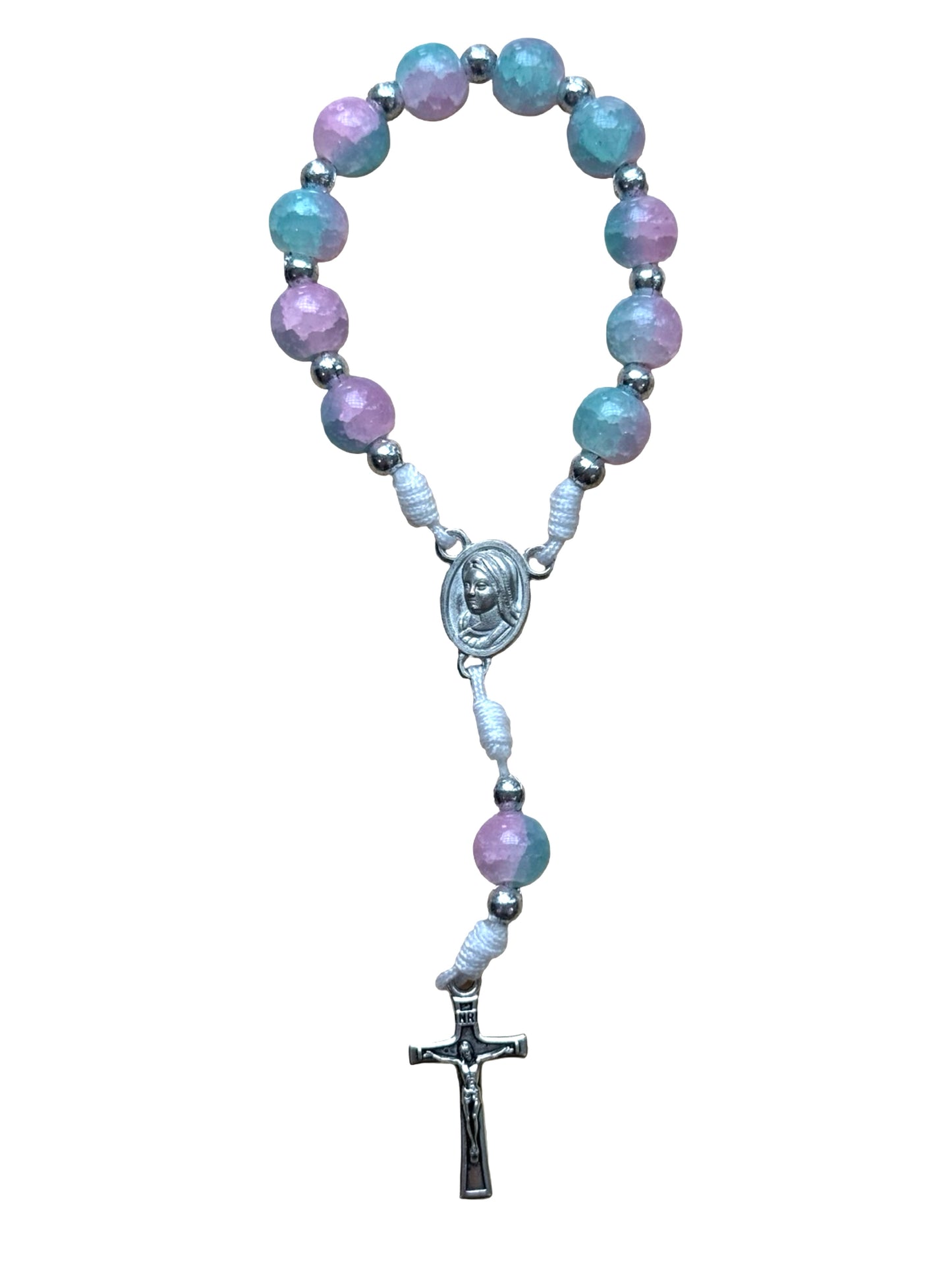 Marble Queen of Peace Cord Decade Rosary of Assorted Colors