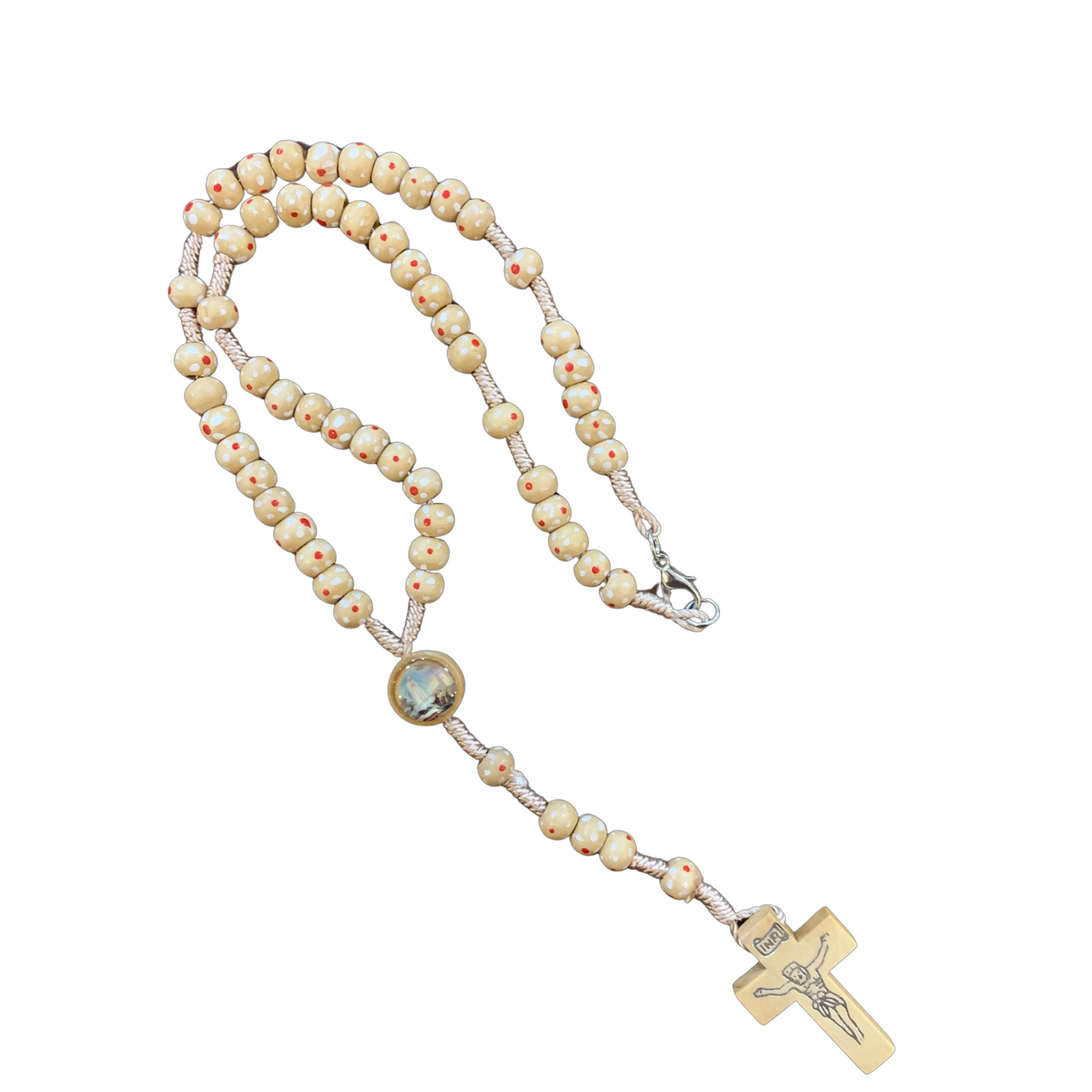 Polka Dot Flower Fatima Children's Rosary Necklace