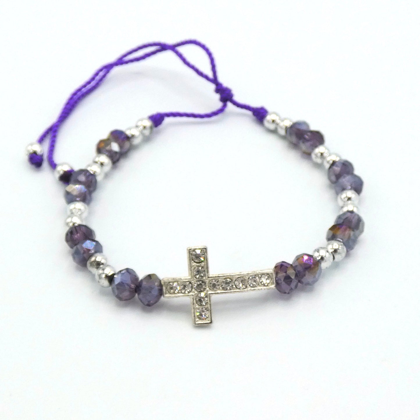 Rhinestone Bracelet with Imitation Pearl Cross of Assorted Colors