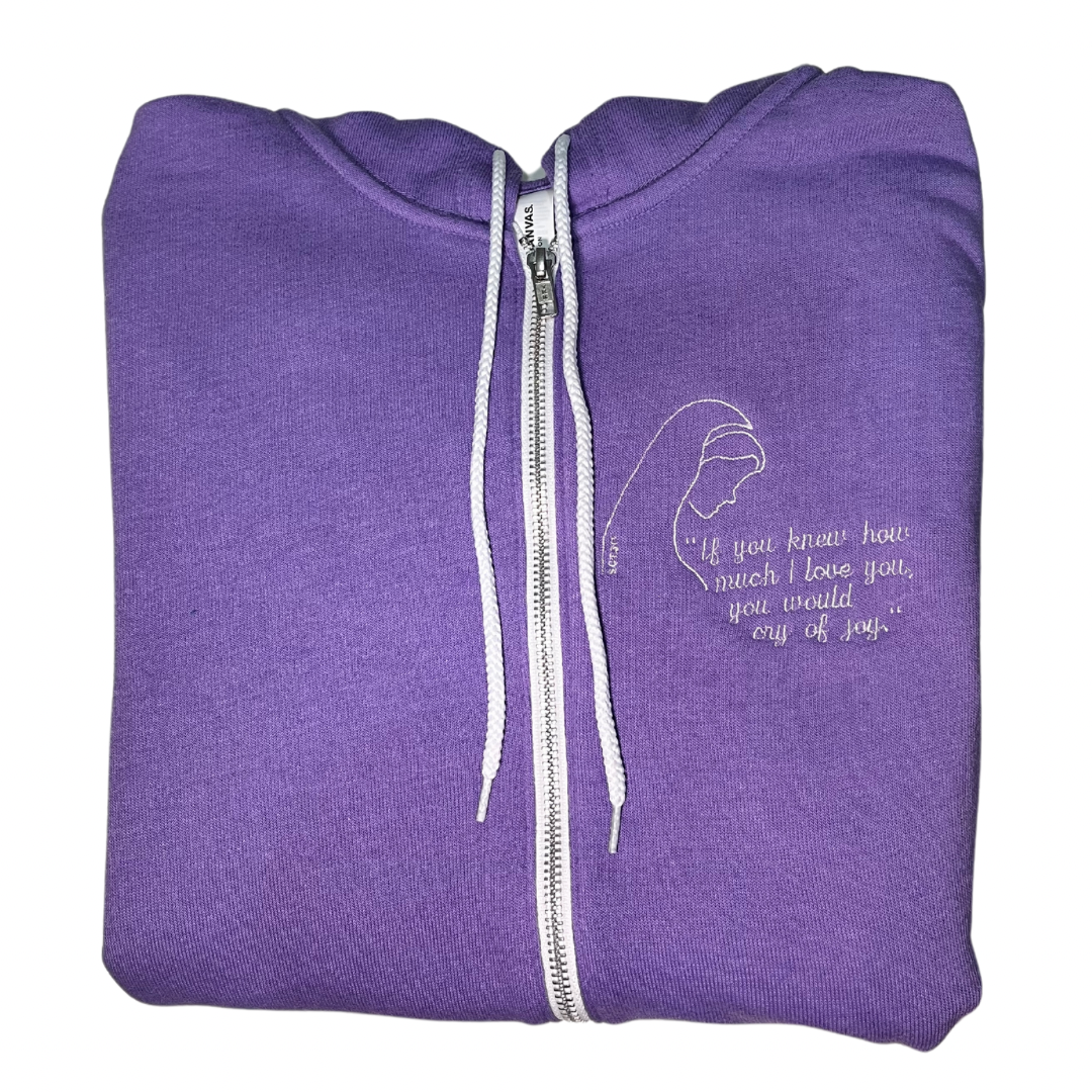 Love of Our Lady Embroidered Zip-up Sweater by SCTJM