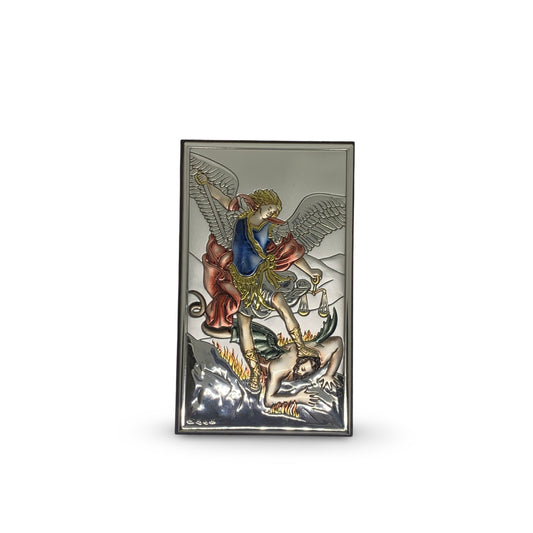 Rectangle Colored Silver Image of St. Michael