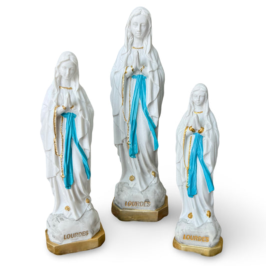 Resin Lourdes Statue with Gold Base