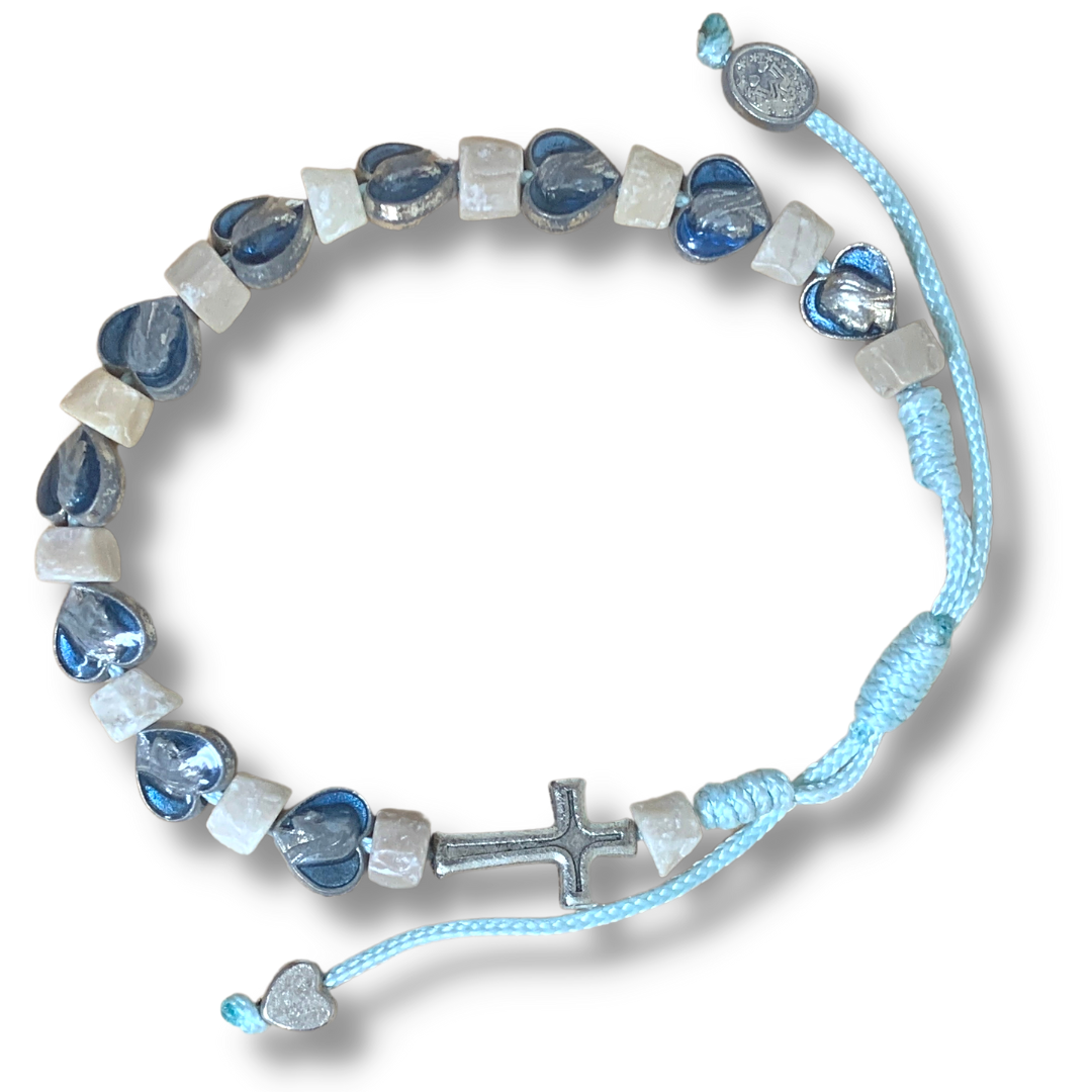 Marian Rosary Pouch with Stone Rosary Decade Bracelet