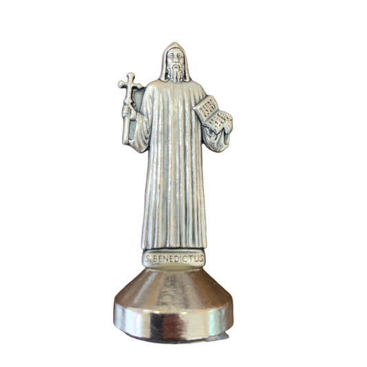 Silver St. Benedict Standing Statue