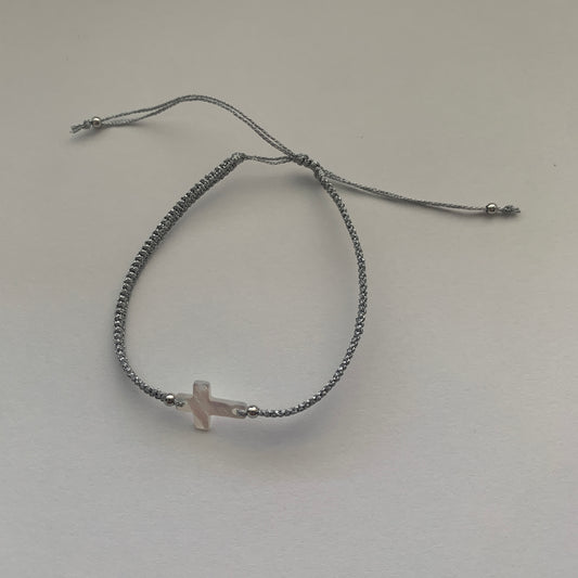 Mother of Pearl Cross Braided Bracelet