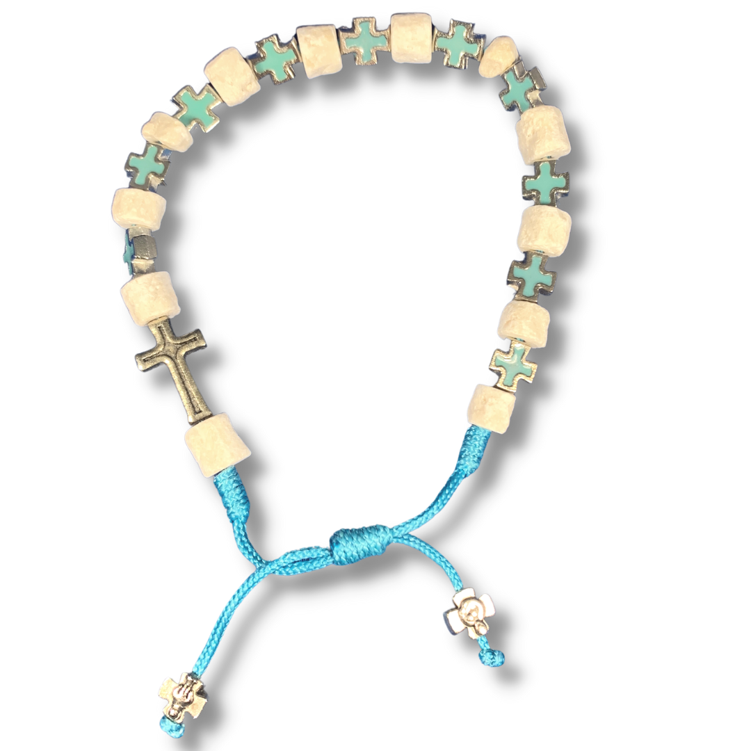 Marian Rosary Pouch with Stone Rosary Decade Bracelet