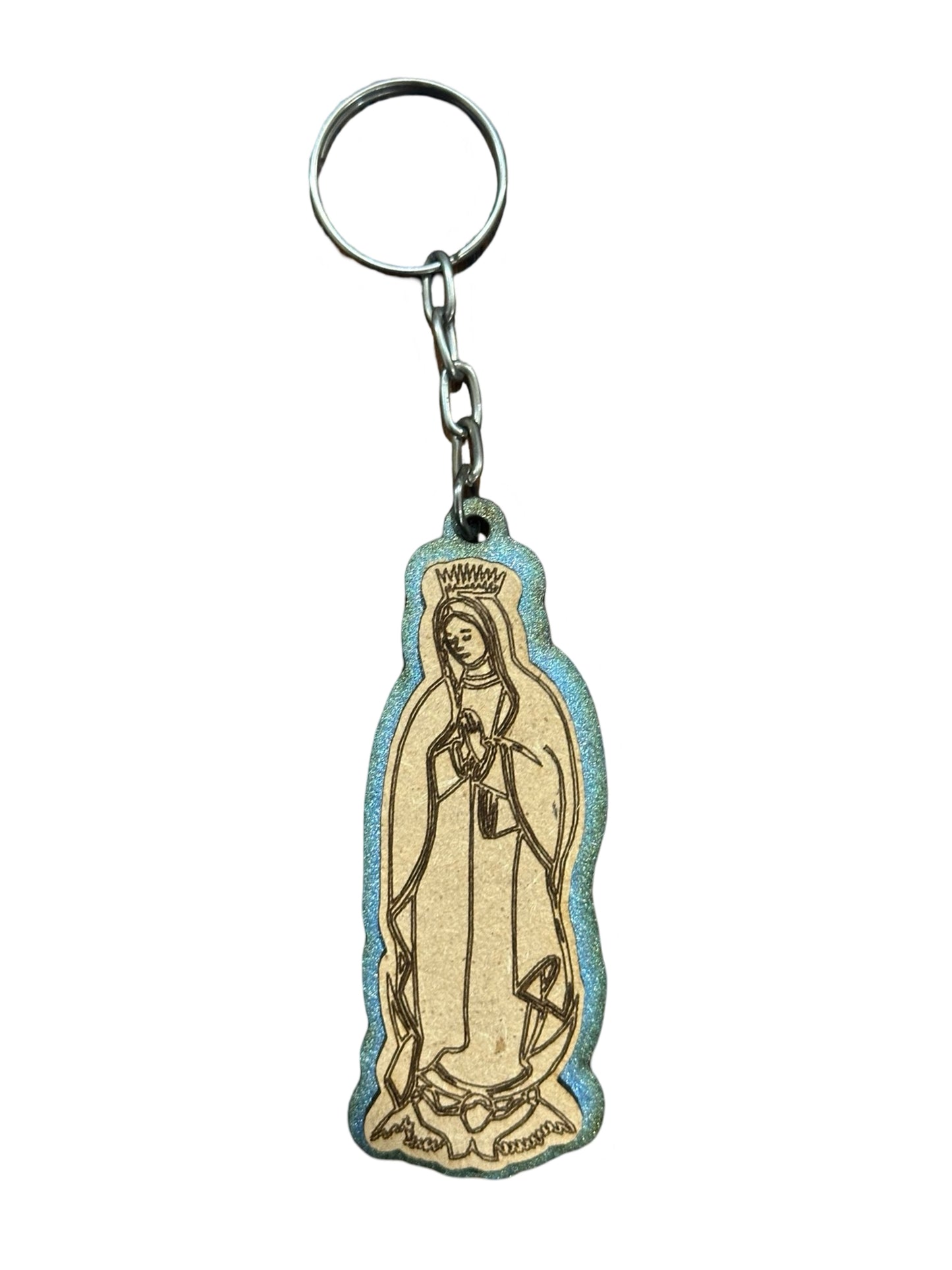 Wooden Our Lady of Guadalupe Keychain