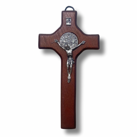 Cherry Oak Colored St. Benedict Crucifix