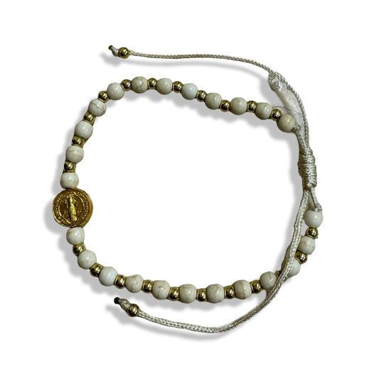 Small Marble St. Benedict Cord Bracelet