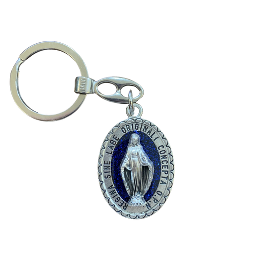 Blue Miraculous Medal Keychain