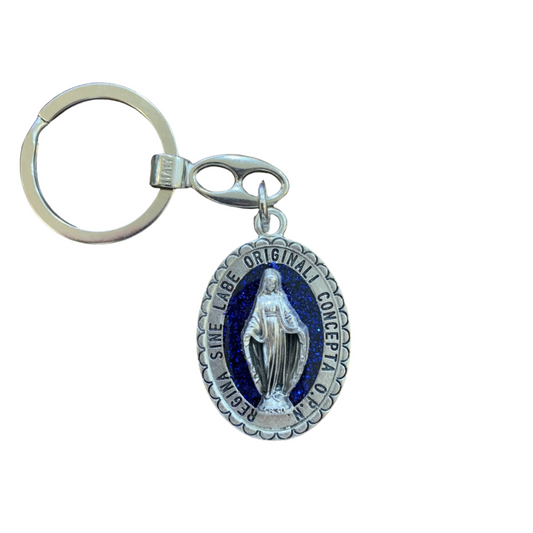Blue Miraculous Medal Keychain