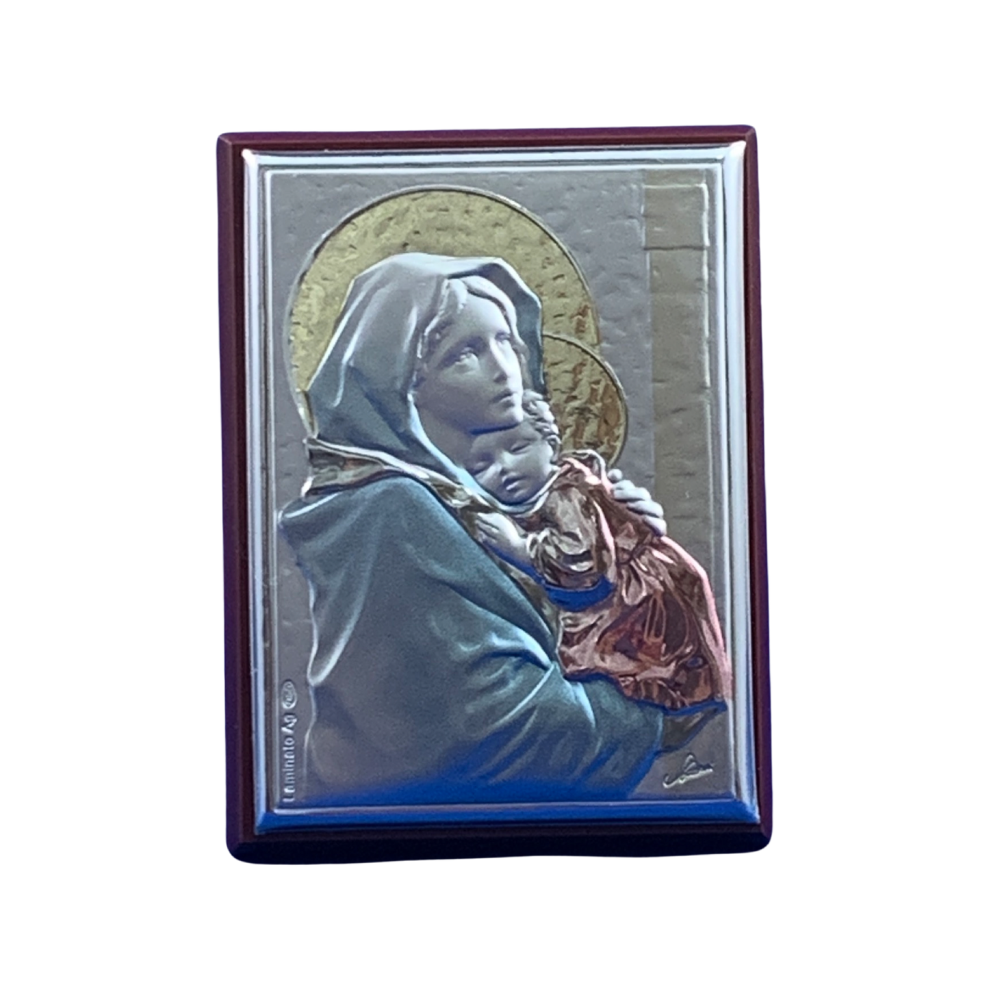 Square Colored Silver Image of Our Lady of Maternal Love