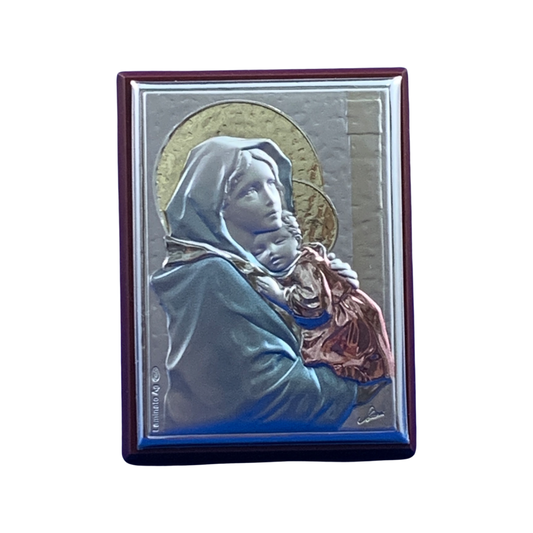 Square Colored Silver Image of Our Lady of Maternal Love