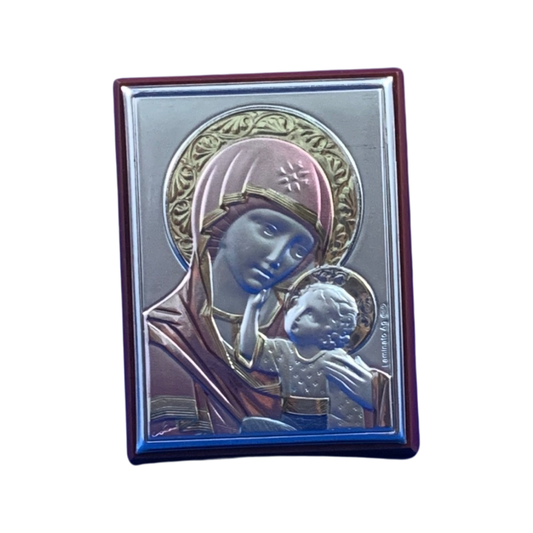 Square Colored Silver Image of Our Lady of Tenderness