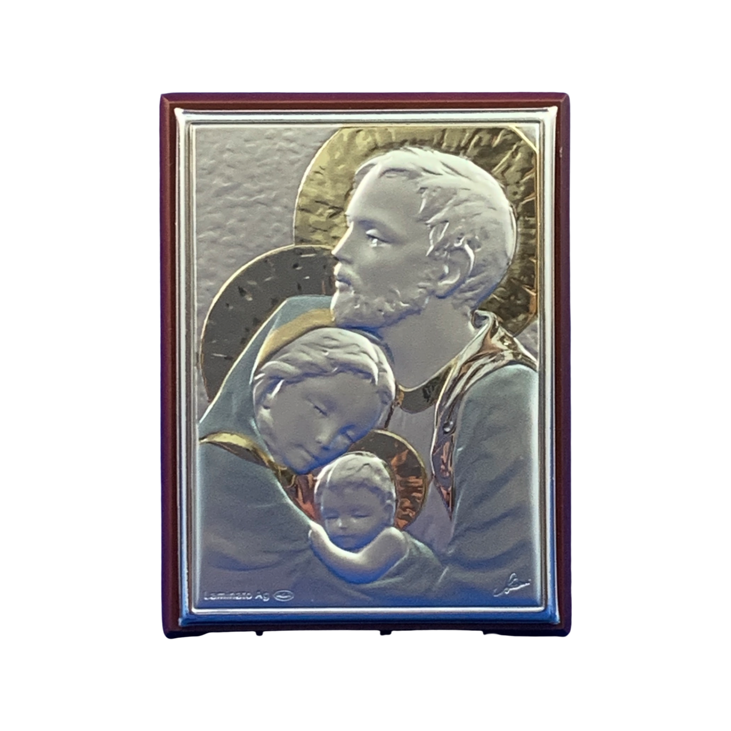 Square Colored Silver Image of the Holy Family