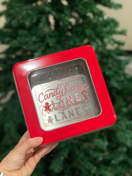 Square Candy Cane Tin