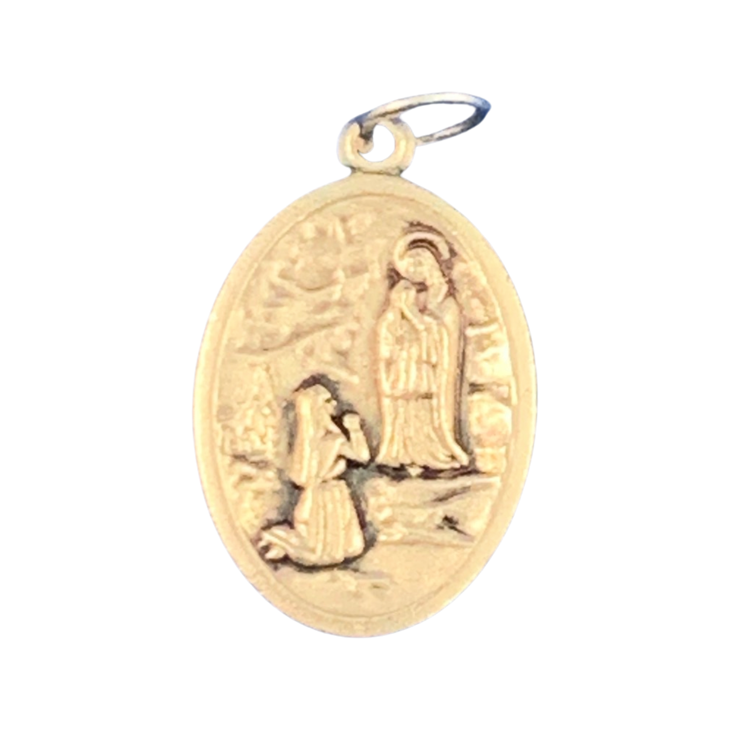 St. Bernadette Kneeling and Lourdes Double-Sided Medal