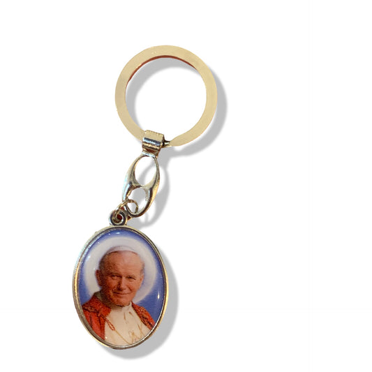 St. John Paul II and Mater Ecclesiae Keychain