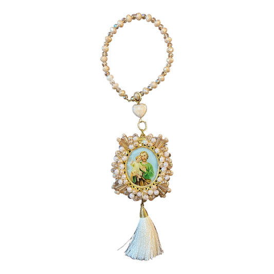 St. Joseph and Our Lady of Guadalupe Beaded Door Hanger