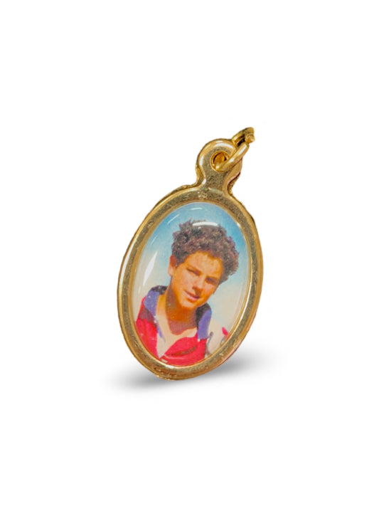 St. Carlo Acutis Colored Medal with Gold Border