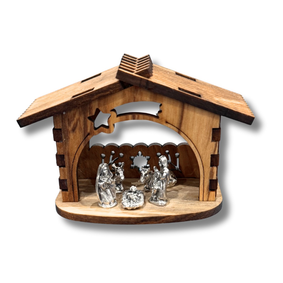 "Stable Bells" Olive Wood Nativity Scene
